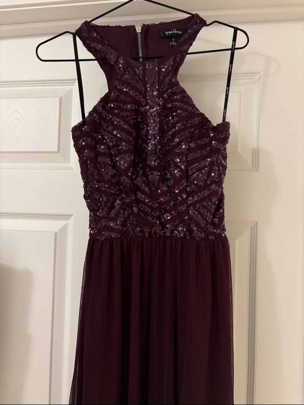Speechless Plum Sequin Prom Dress